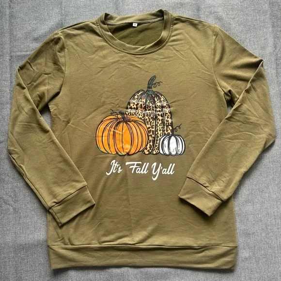It’s Fall Y’all Pumpkins Long Sleeve Women’s Shirt NWOT - Picture 2 of 5
